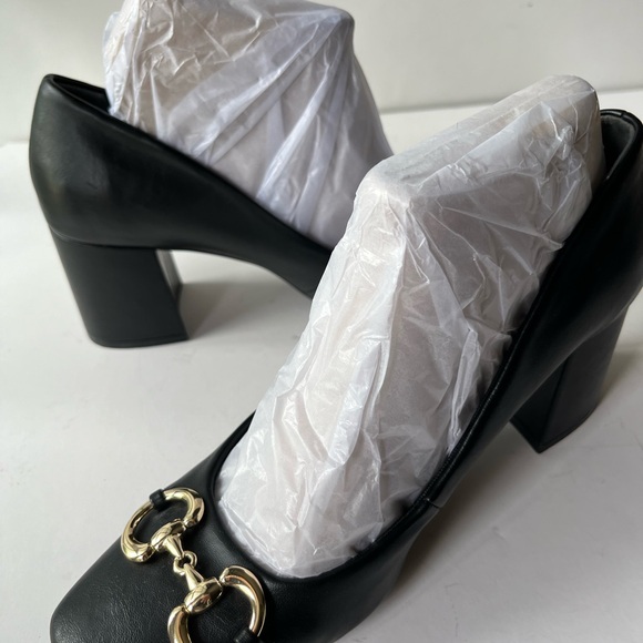 New Size 9 Anne Klein Horsebit Heel Larkin Pump Classic Leather Gold - Picture 6 of 11